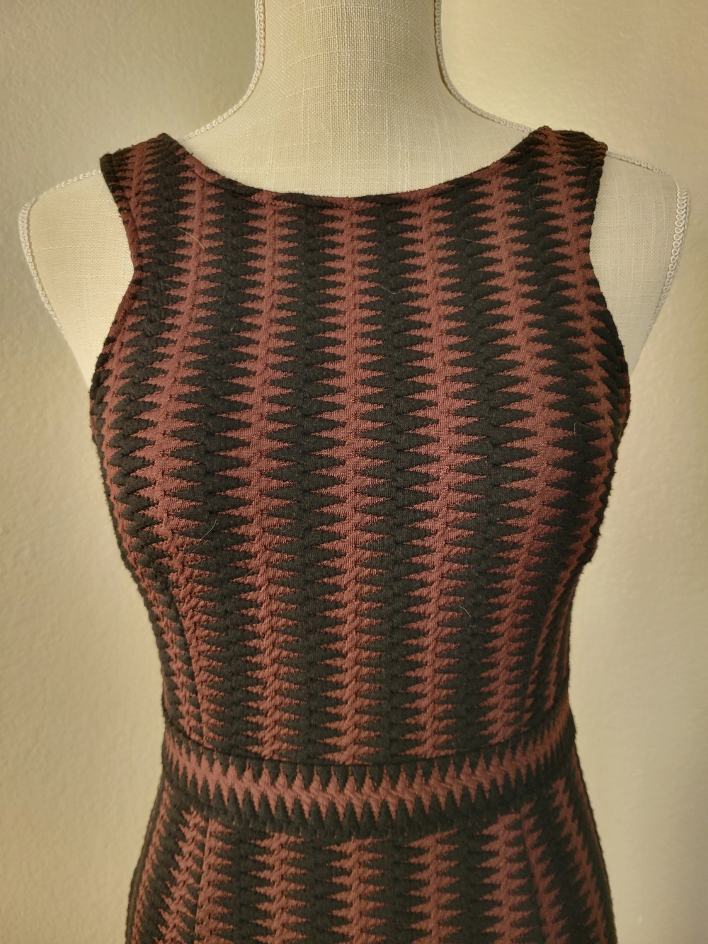 Anthropologie Maeve Meridian Chevron Knit Pencil Midi Dress Black Brown Size XS